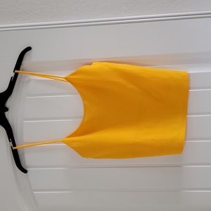 Yellow zara spaghetti stap top